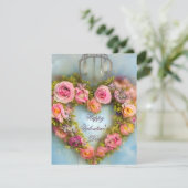Weich rosa Blumenvalentin Feiertagskarte (Stehend Vorderseite)