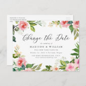 Weich rosa Blüte Ändern Sie das Datum Ankündigungspostkarte (Vorne/Hinten)