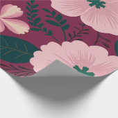 Weich rosa Blüte im Hintergrund des Deep Maroon Geschenkpapier (Ecke)