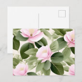 Weich rosa Blüte mit Eukalyptus-Blätter Muster Postkarte (Vorne/Hinten)