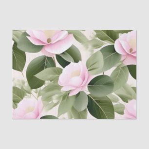 Weich rosa Blüte mit Eukalyptus-Blätter Muster Seidenpapier