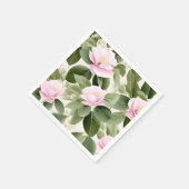 Weich rosa Blüte mit Eukalyptus-Blätter Muster Serviette (Ecke)