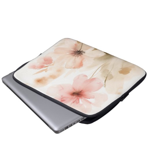 Weich rosa Blüten Laptopschutzhülle (Vorne Knopf)