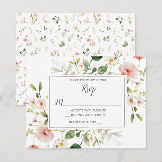 Weich rosa Blütenblätter florale Hochzeit RSVP Karte