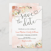 Weich rosa Blütenblume Hochzeit Speichern Sie die  Einladung (Vorne/Hinten)