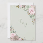 Weich-rosa-braune Sage Green-Floral-Gold-Hochzeit Einladung (Rückseite)