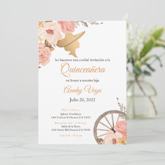 Weich rosa Charra Wasserfarben Einladung, rosa Einladung (Stehend Vorderseite)