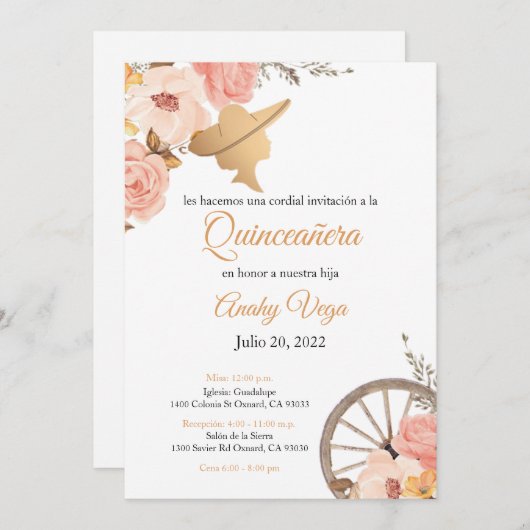 Weich rosa Charra Wasserfarben Einladung, rosa Einladung (Vorne/Hinten)