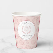 Weich rosa Erdbeermuster Geburtstag Pappbecher (Rückseite)