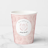 Weich rosa Erdbeermuster Geburtstag Pappbecher (Vorderseite)