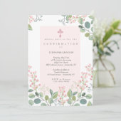 Weich rosa Floral Religiös Einladung (Stehend Vorderseite)