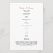 Weich rosa florale Beerdigungsorden Programm (Rückseite)