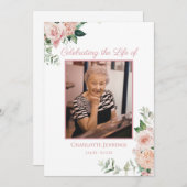 Weich rosa florale Beerdigungsorden Programm (Vorne/Hinten)