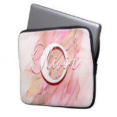 Weich rosa Flüssigkeit Alkoholtinte Laptopschutzhülle (Vorderseite Links)