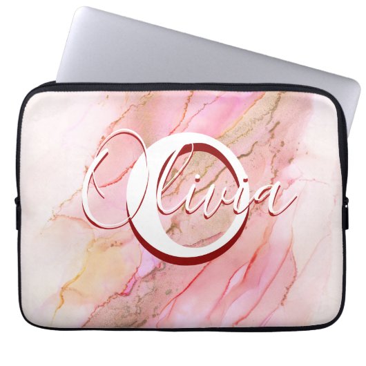 Weich rosa Flüssigkeit Alkoholtinte Laptopschutzhülle (Vorderseite)