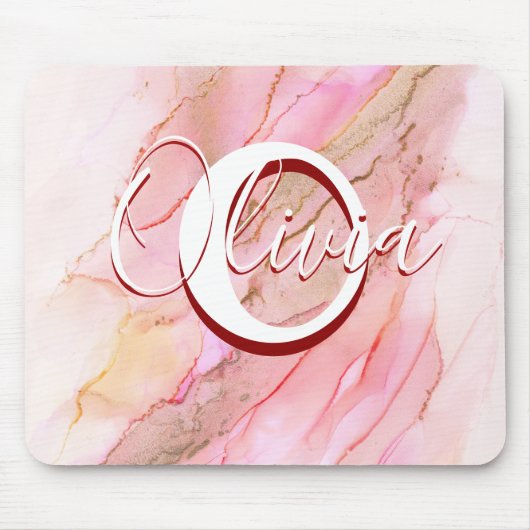 Weich rosa Flüssigkeit Alkoholtinte Mousepad (Vorne)