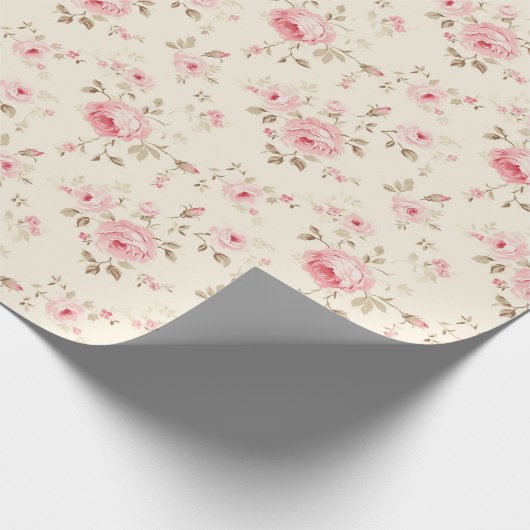 Weich rosa gestrichene Rose Geschenkpapier (Ecke)