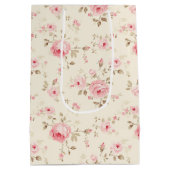 Weich rosa gestrichene Rose Mittlere Geschenktüte (Rückseite)