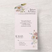 Weich-rosa-Girly-Hochzeit All In One Einladung (Innen Boden)