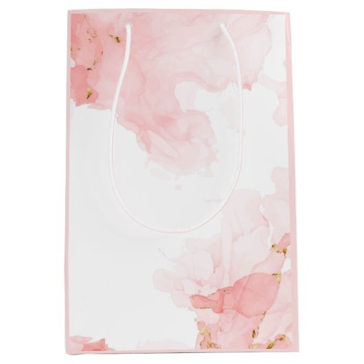 Weich rosa Glitzer Aquarellfarbe Mittlere Geschenktüte (Vorderseite)