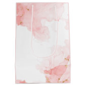 Weich rosa Glitzer Aquarellfarbe Mittlere Geschenktüte (Rückseite)