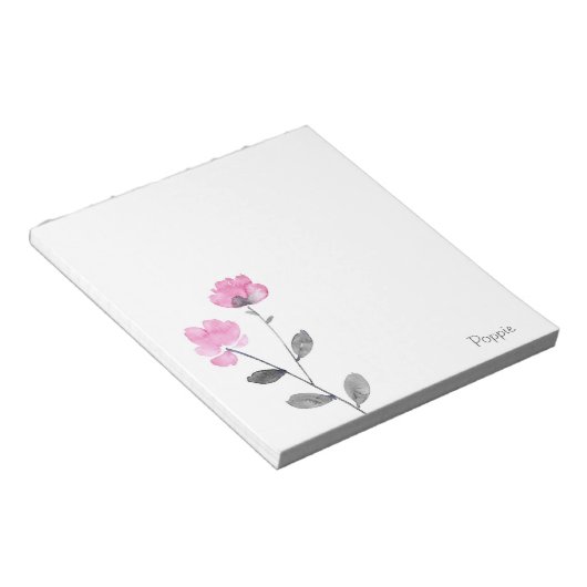 Weich rosa graue Blume Notizblock (angewinkelt)