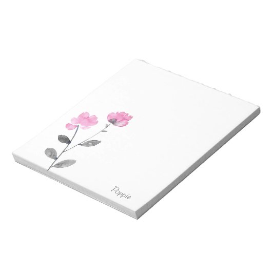 Weich rosa graue Blume Notizblock (Rotiert)