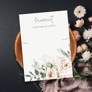 Weich rosa grüner Peony floral Necklace Holder Visitenkarte