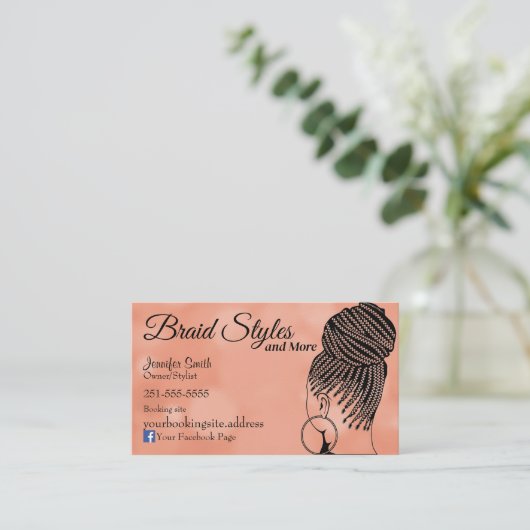 Weich rosa Haarflechten Visitenkarte (Stehend Vorderseite)