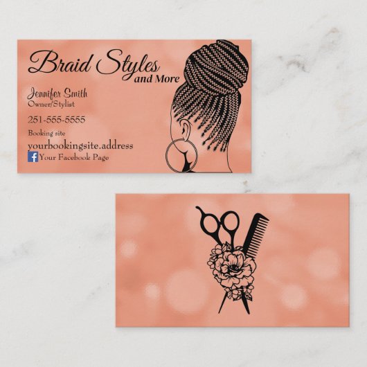 Weich rosa Haarflechten Visitenkarte (Vorne/Hinten)