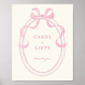 Weich rosa Handgezeichnete Rahmen-Karten mit Rahme Poster (Vorne)