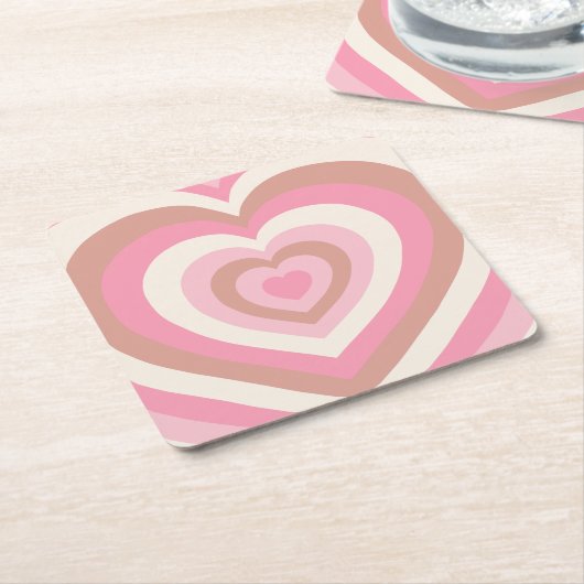 Weich rosa Herzen Rechteckiger Pappuntersetzer (angewinkelt)