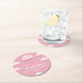 Weich rosa Himmel weiße Flaute Wolke neun Babydusc Runder Pappuntersetzer (Vor Ort)