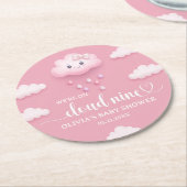 Weich rosa Himmel weiße Flaute Wolke neun Babydusc Runder Pappuntersetzer (Angewinkelt)