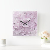 Weich rosa Hydrangea-Blume Quadratische Wanduhr (Zuhause)