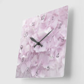 Weich rosa Hydrangea-Blume Quadratische Wanduhr (Winkel)