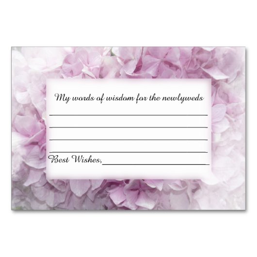 Weich rosa Hydrangea Hochzeitsratgeber Karten (Rückseite)