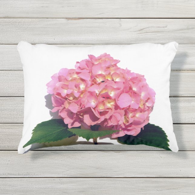 Weich rosa Hydrangea pinkfarbene Blume Kissen Für Draußen (Vorderseite)
