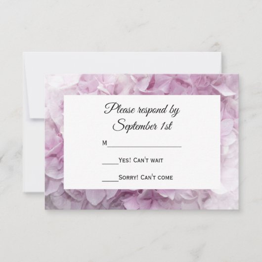 Weich rosa Hydrangea Wedding RSVP Response Card Karte (Vorderseite)