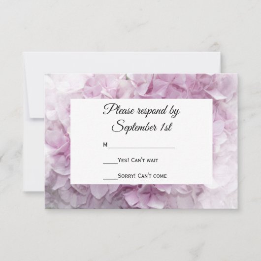 Weich rosa Hydrangea Wedding RSVP Response Card Karte (Vorderseite)
