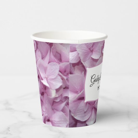 Weich rosa Hydrangeas Hochzeitspapierkästen Pappbecher (Rechts)