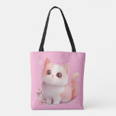 Weich rosa Kawaii Katze Tote Bag - Geschenk für Ka Tasche (Rückseite)