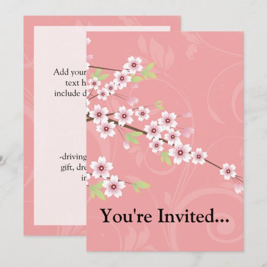 Weich rosa Kirschblossom Einladung (Vorne/Hinten)