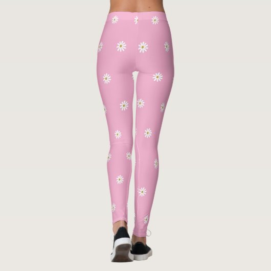 Weich rosa Leggings mit blühendem Blume-Muster (Rückseite)