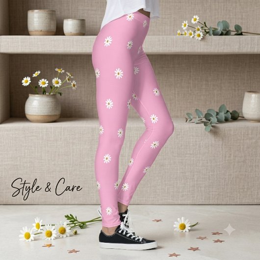 Weich rosa Leggings mit blühendem Blume-Muster