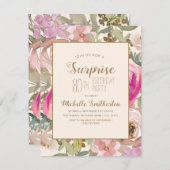 Weich rosa Lila Blumenüberraschung 80. Geburtstag Einladung (Vorne/Hinten)