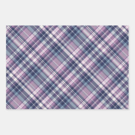 Weich rosa, Lila und blau Kariert Geschenkpapier Set