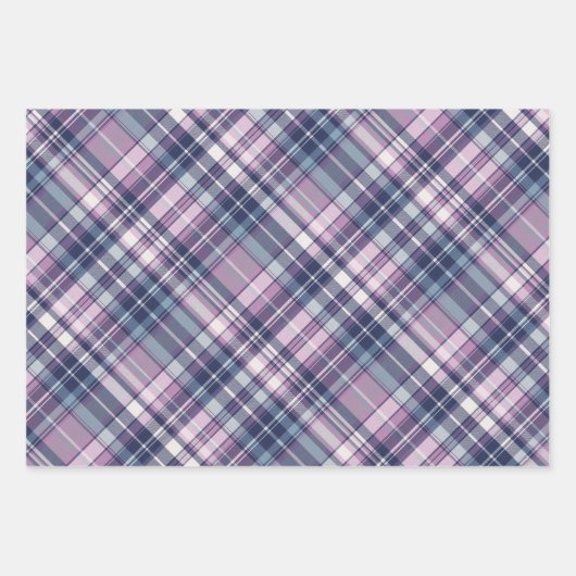 Weich rosa, Lila und blau Kariert Geschenkpapier Set (Vorderseite)