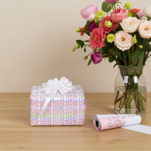 Weich rosa, Lila und Minze grüne LIEBE Muster Geschenkpapier