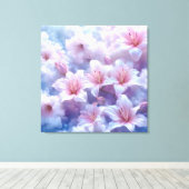 Weich rosa Lilien Leinwanddruck (Insitu (Holzboden))